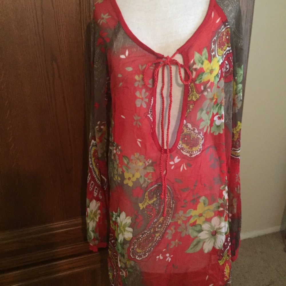 Magazine sheer tunic beach cover-up