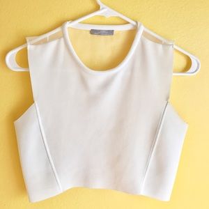 🚀MOVING!🚀Zara Crew Neck Crop Top w/ Sheer Back