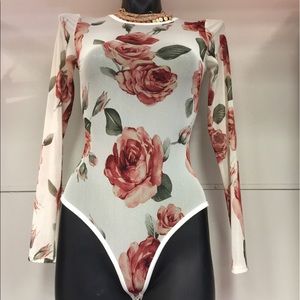 Floral mesh bodysuit