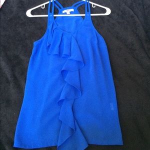 Royal Blue Tank Top with Ruffle Detail