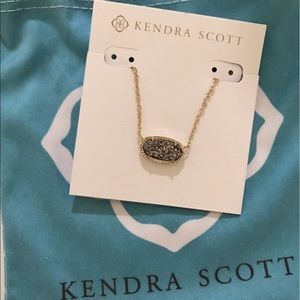 Elisa Gold Pendant Necklace Platinum Drusy