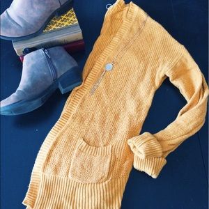 Mustard slouchy sweater cardi with pockets