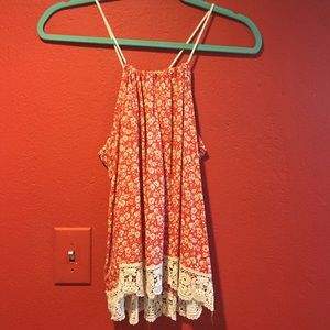 Red and cream floral print tank top (NWT)