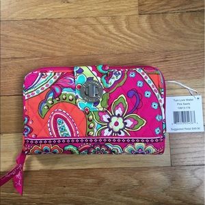 Vera Bradley Turn Lock Wallet Pink Swirls NWT Vera Bradley Turn Lock Wallet Pink Swirls NWT