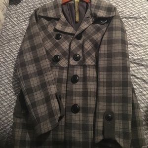 Plaid winter pea coat