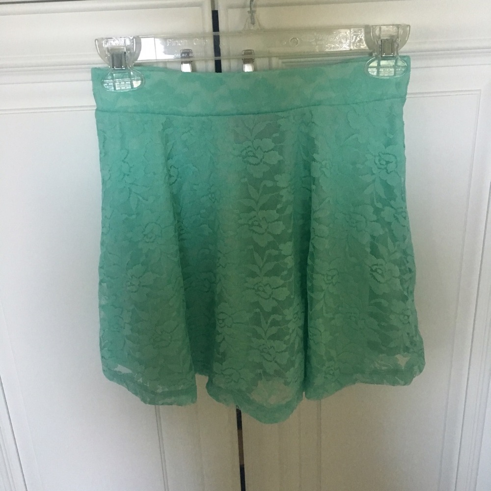 Mint lace skater skirt