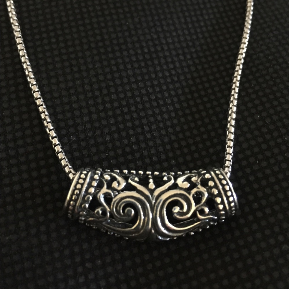 Sterling Silver Scroll Slide And Chain - image 1
