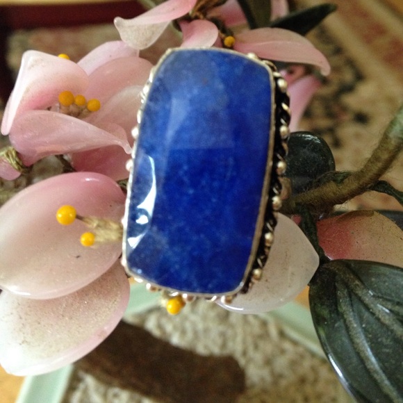Vintage Jewelry - Vintage 925 faced natural sapphire ring