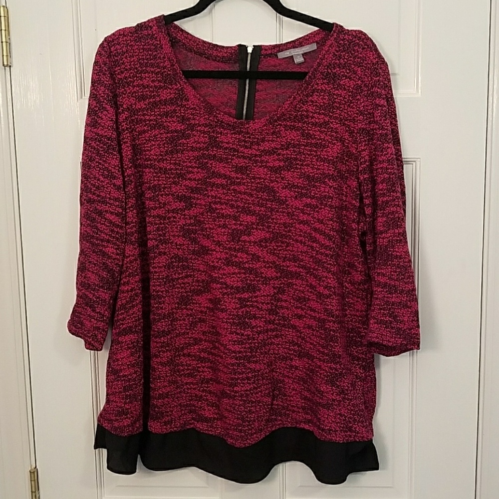 NY collection plus size 2fer top 2X pink black