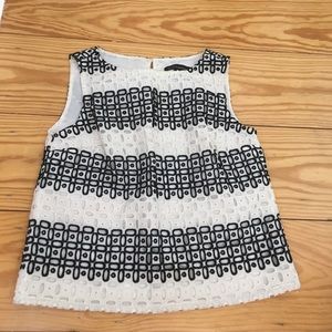 Banana Republic sleeveless white black top pxs