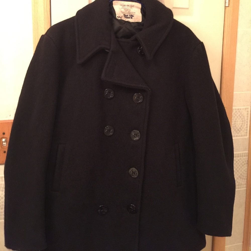 VINTAGE Us navy military issue peacoat size 44