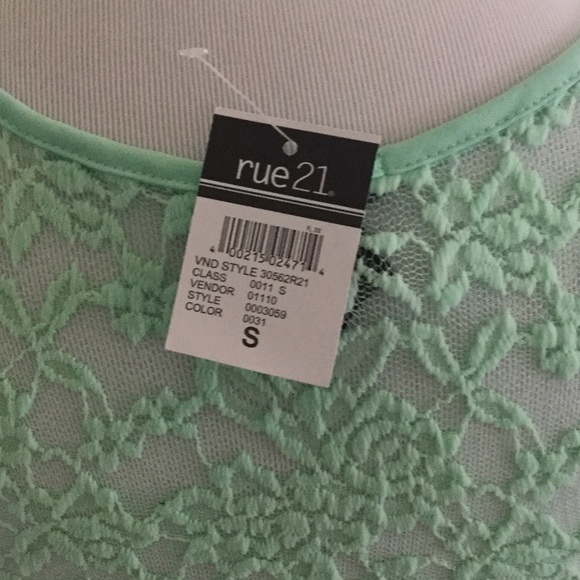 NWT. Lace Mint Color, Rue 21 Crop Top - Picture 4 of 5
