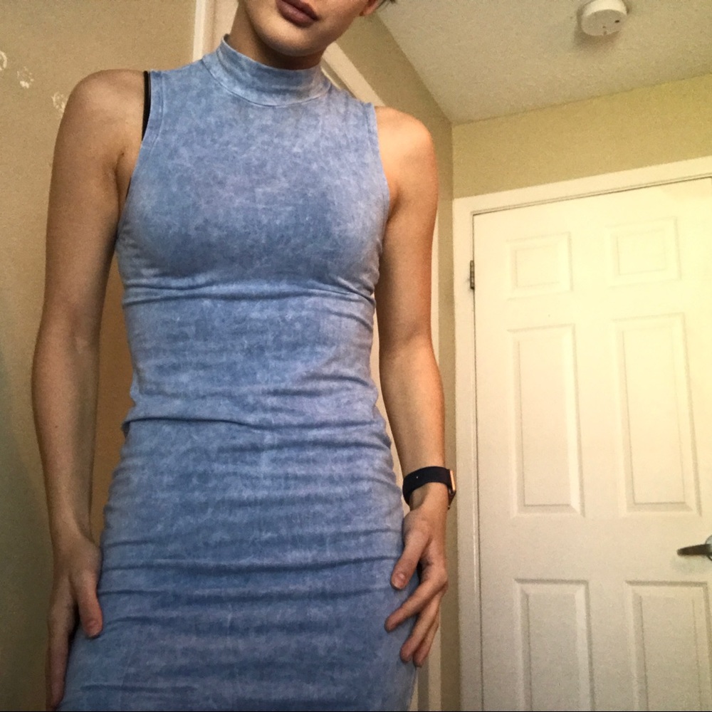 Blue body con dress
