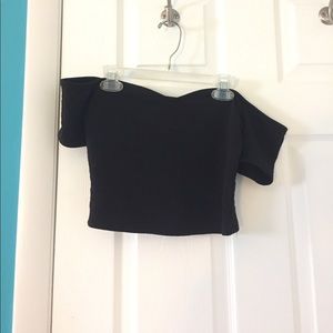 Off the shoulder black crop top