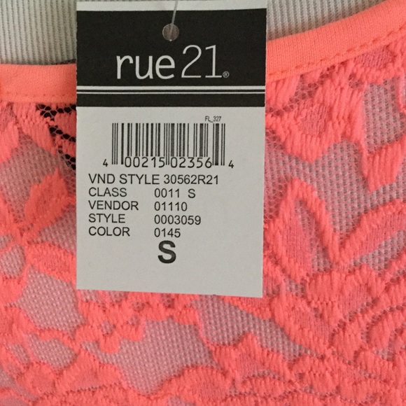 NWT. Lace Coral Color, Rue 21 Crop Top - Picture 4 of 4
