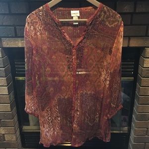Chico's Blouse 3/4 sleeves Sz 2