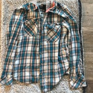 blue and white flannel