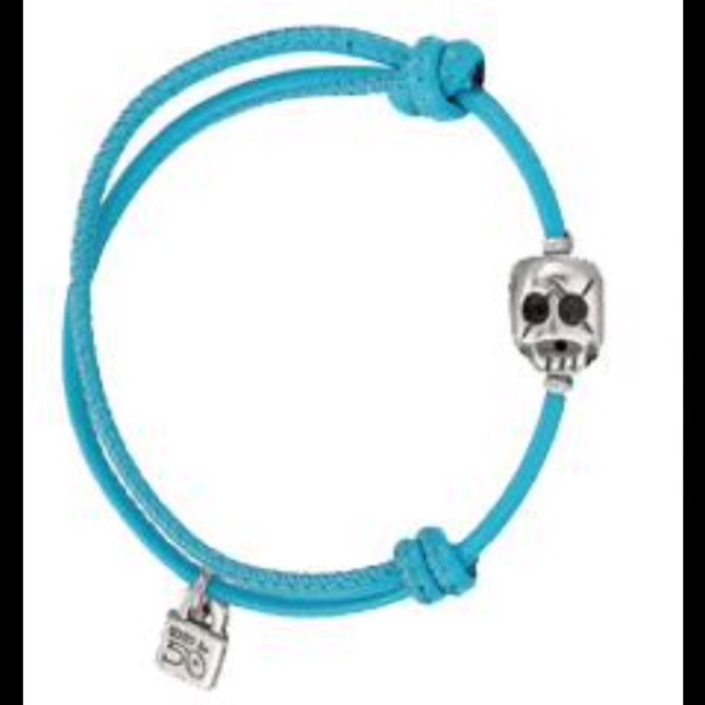 Uno De 50 Turquoise Leather Skull Bracelet