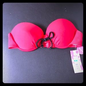 Bright red bandeau bathing suit top