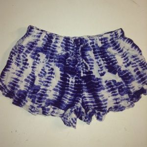 Blue and white draw string shorts