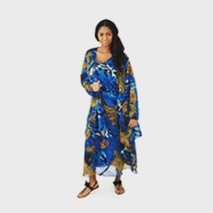 Blue Sheer Printed Dress