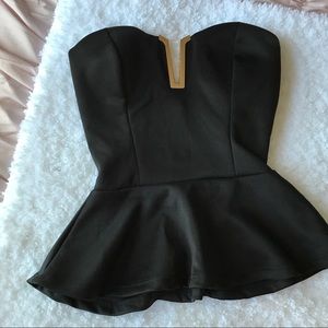 Black and gold strapless party top