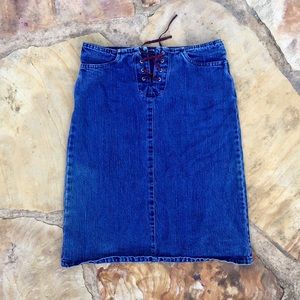 Vintage Lace up denim skirt