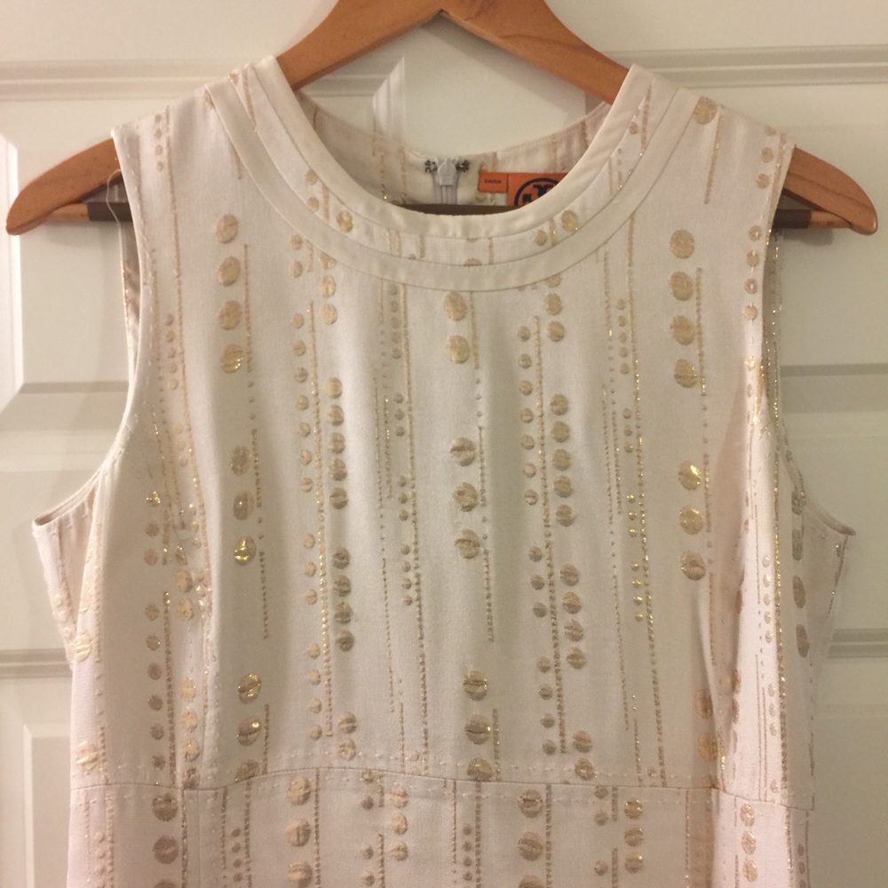 Tory Burch Cream and gold cocktail dress