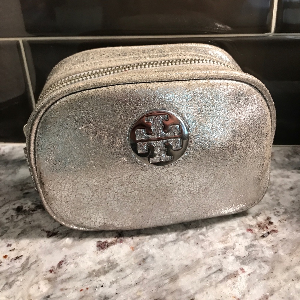 Tory Burch distressed cosmetics travel bag
