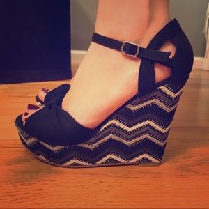 Black Crochet Wedges