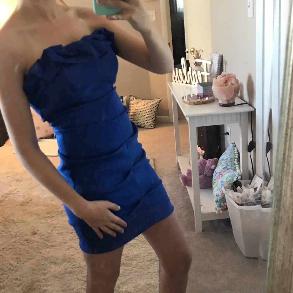 Royal blue strapless dress