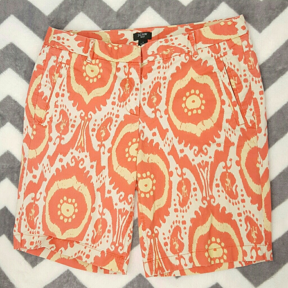 J Crew Stretch Orange City Fit Bermuda Shorts Sz 6