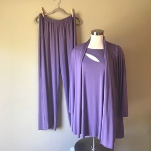 Comfy USA Modal 3 Piece Lounge Wear Cardigan Tunic Comfy USA Modal 3 Piece Lounge Wear Cardigan Tunic