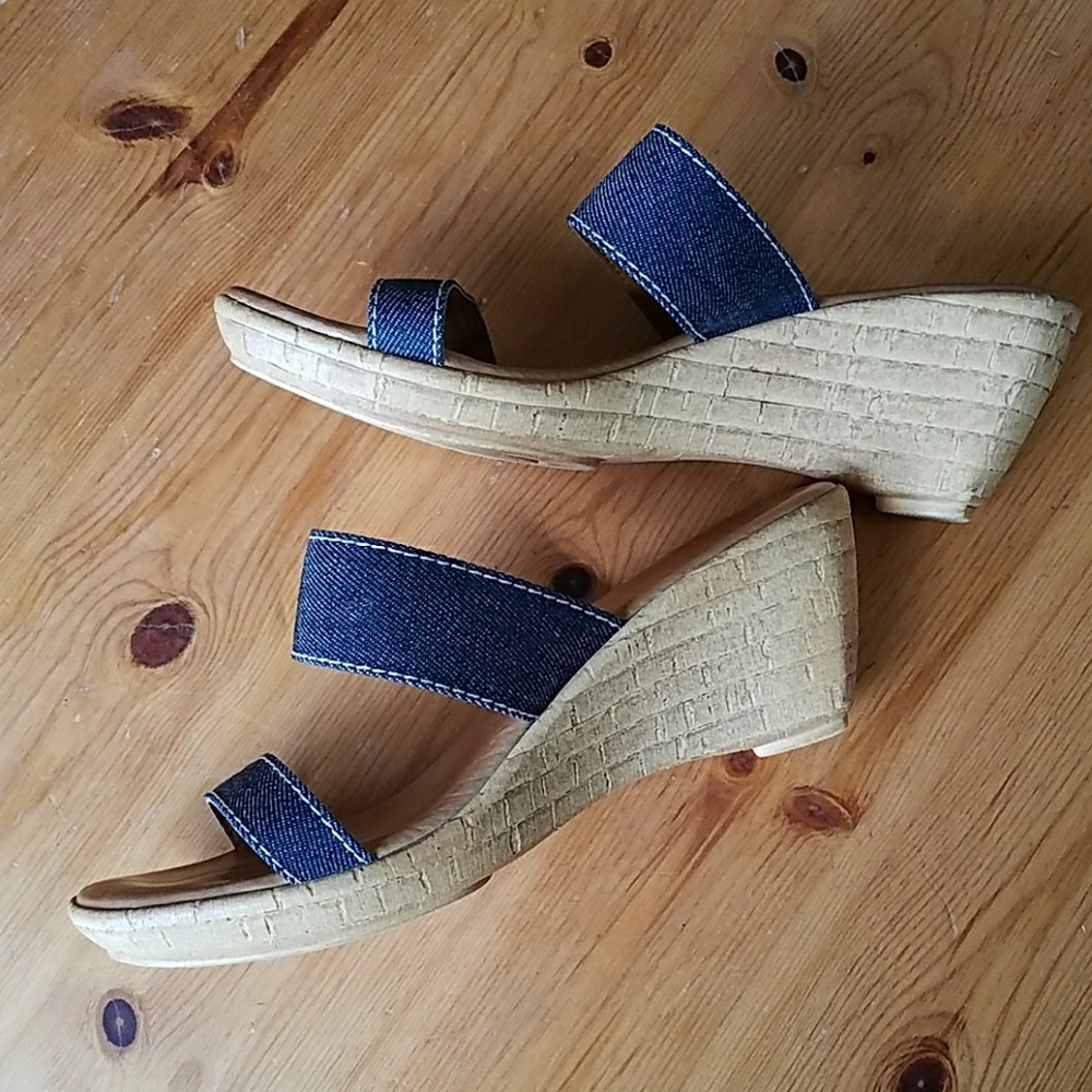 Italian Shoe Makers Jean Sandal Wedge size 9