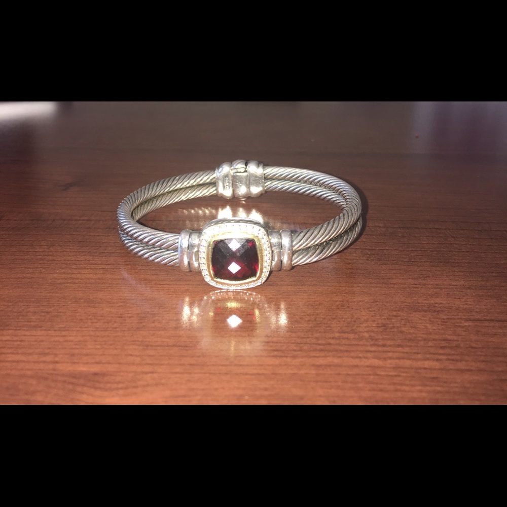 David Yurman Garnet Double Cable Bracelet