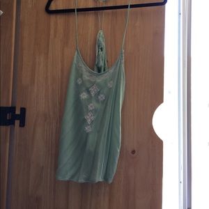 Green and white summer tank top