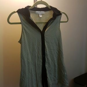 French Laundry green & black sleeveless button up!