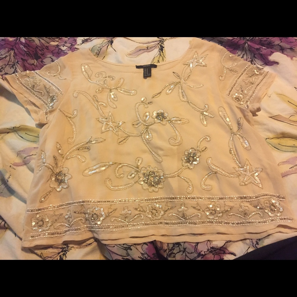 Beaded Blush Crop Top