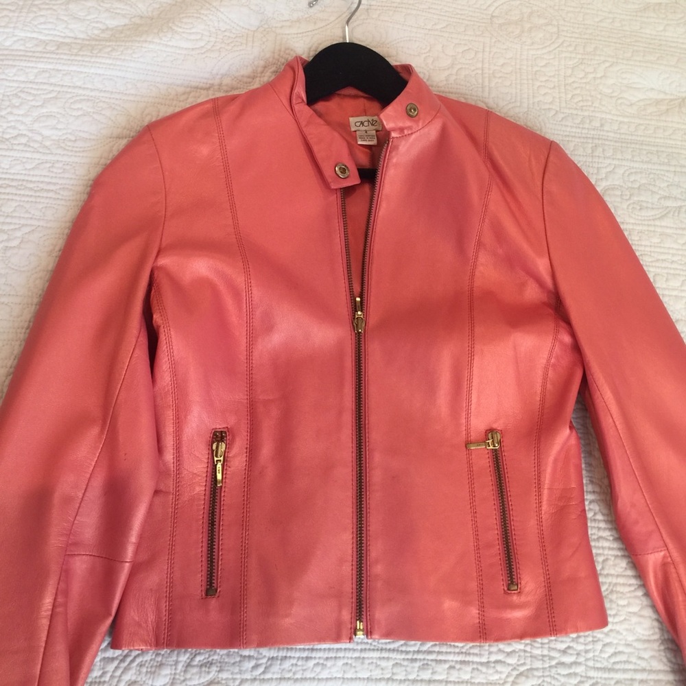 Coral leather jacket