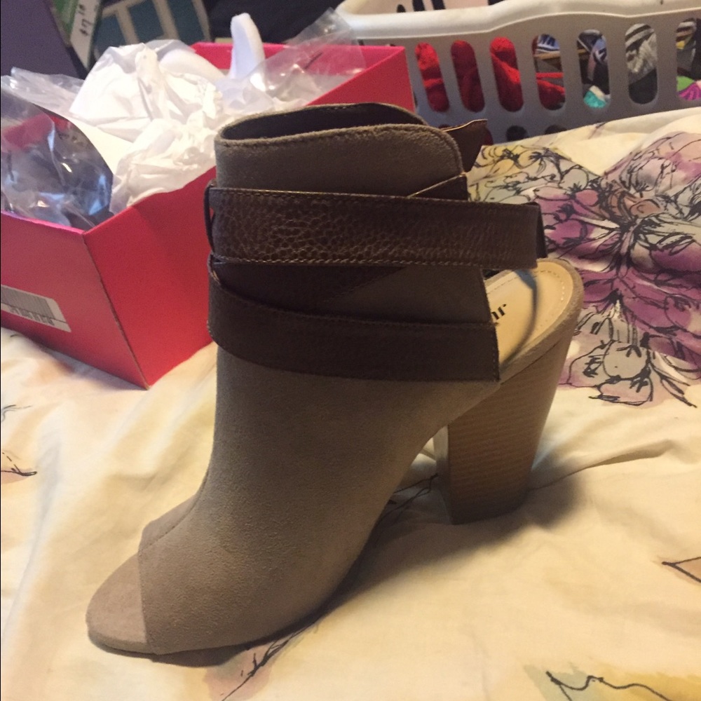 Brown Peep Toe Suede Boots