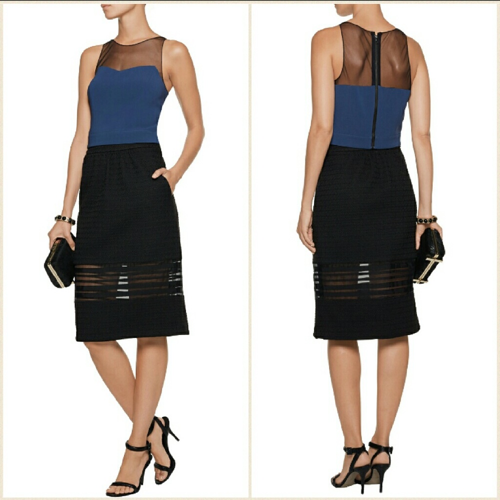 BADGLEY MISCHKA textured silk-trimmed black skirt - Picture 6 of 6