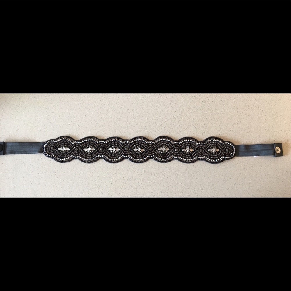 Jeweled belt with button closure