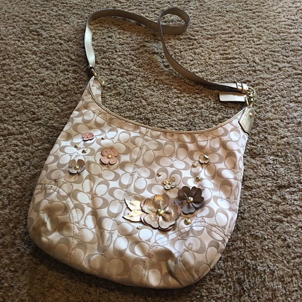 Large Flower Coach Crossbody Bag