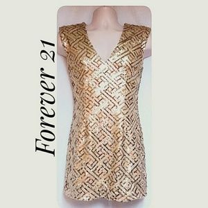 Forever 21 Dresses - Forever 21 Gold Sequin Party Dress Size Med Forever 21 Dresses - Forever 21 Gold Sequin Party Dress Size Med