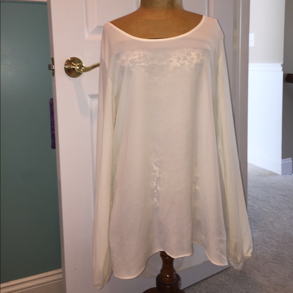 White sheer, backless shirt