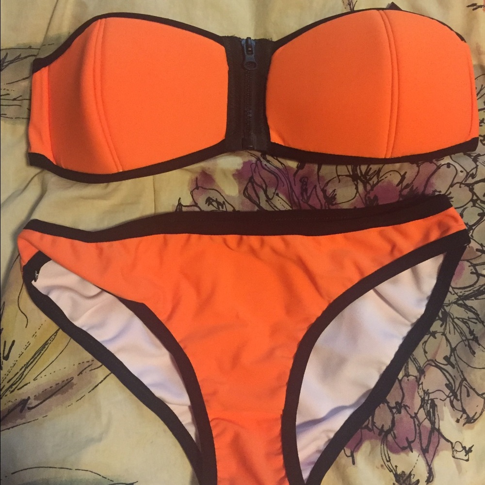 Orange Neoprene Bandeau Bikini