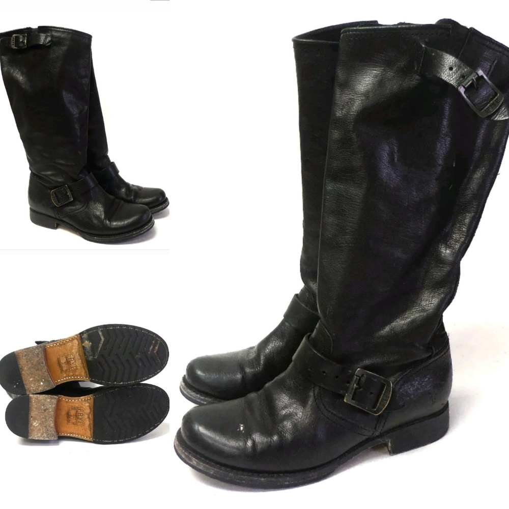 Black harness frye Veronica slouch boot