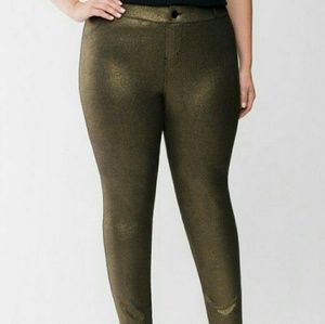 Lane Bryant Black Gold Metallic Stretch Jeggings
