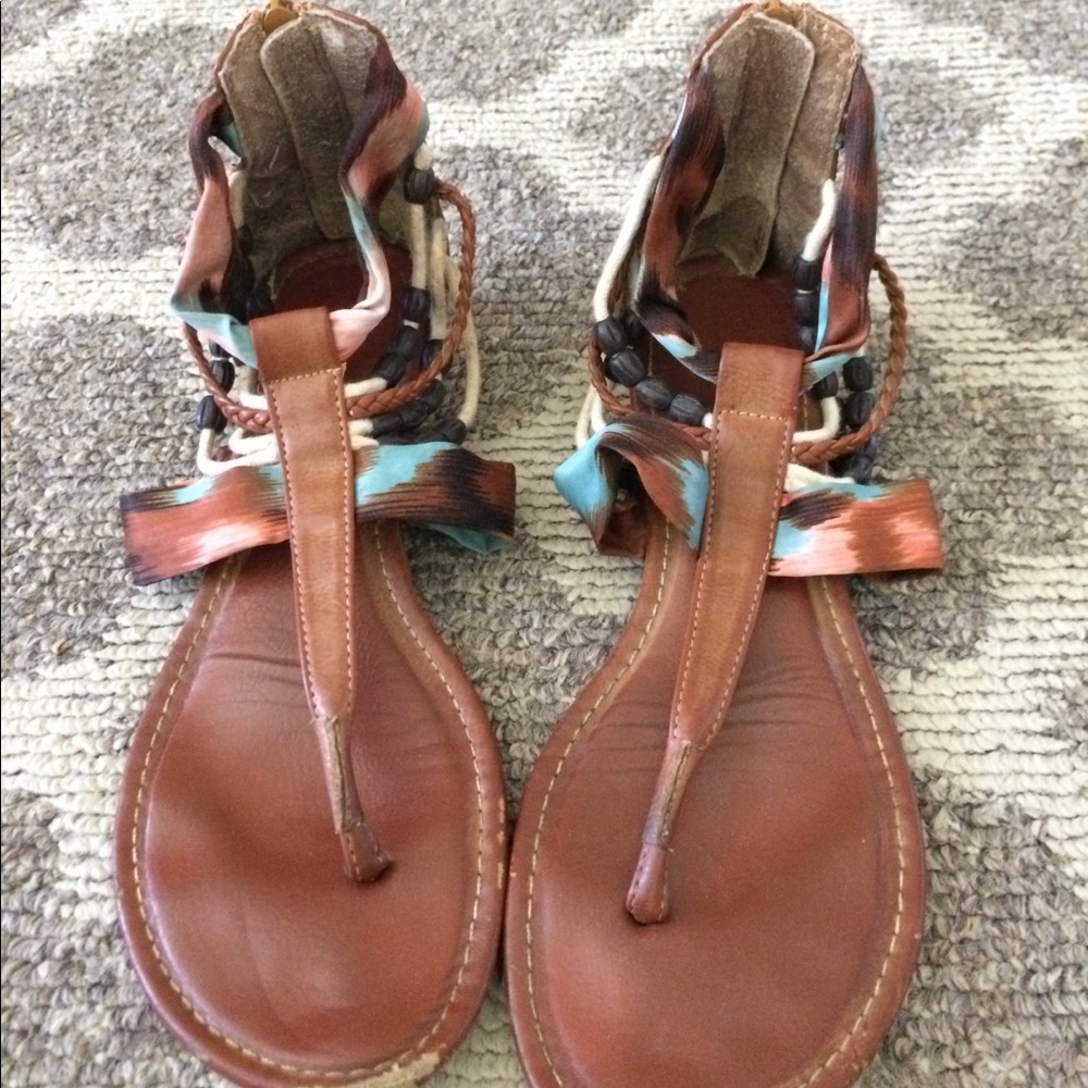 Brown Sandals with Bead Detail