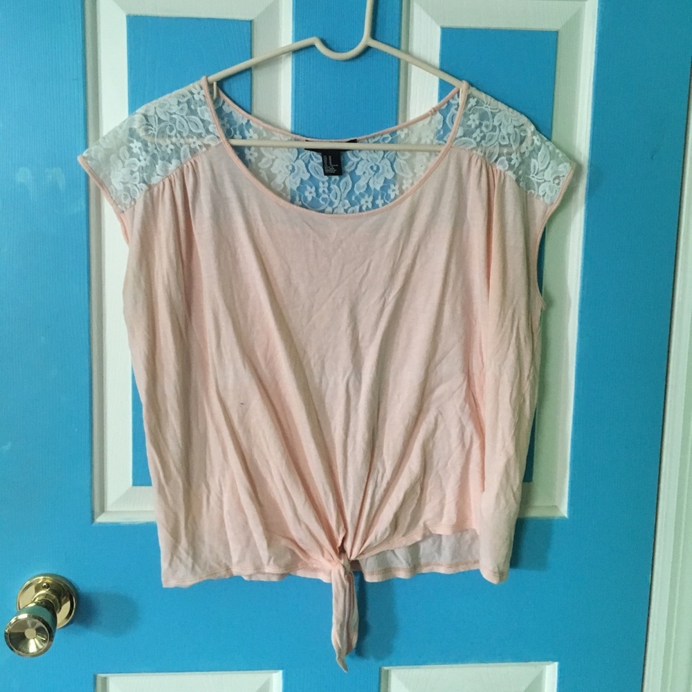Pale pink oversized crop with lace backing